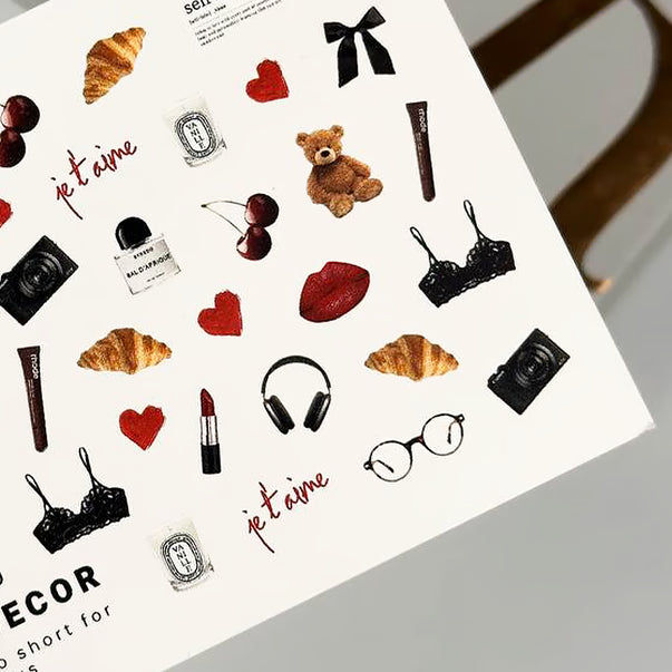 Sova Decor Nail Sliders №210 – Hearts & Self-Love Text
