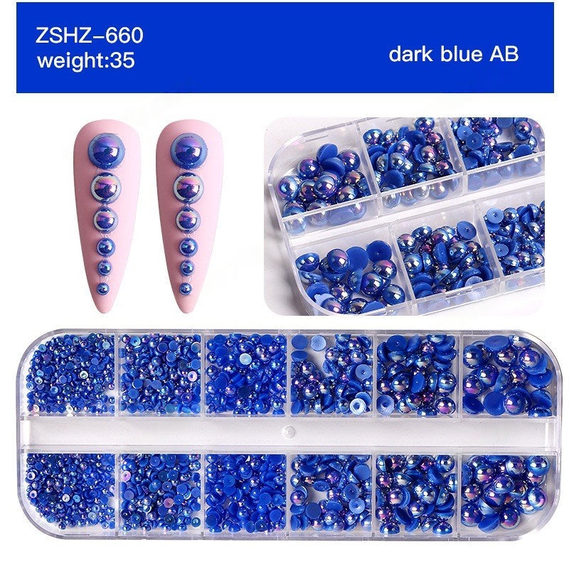 Half-Round Flat-Back Pearl Nail Art Mix