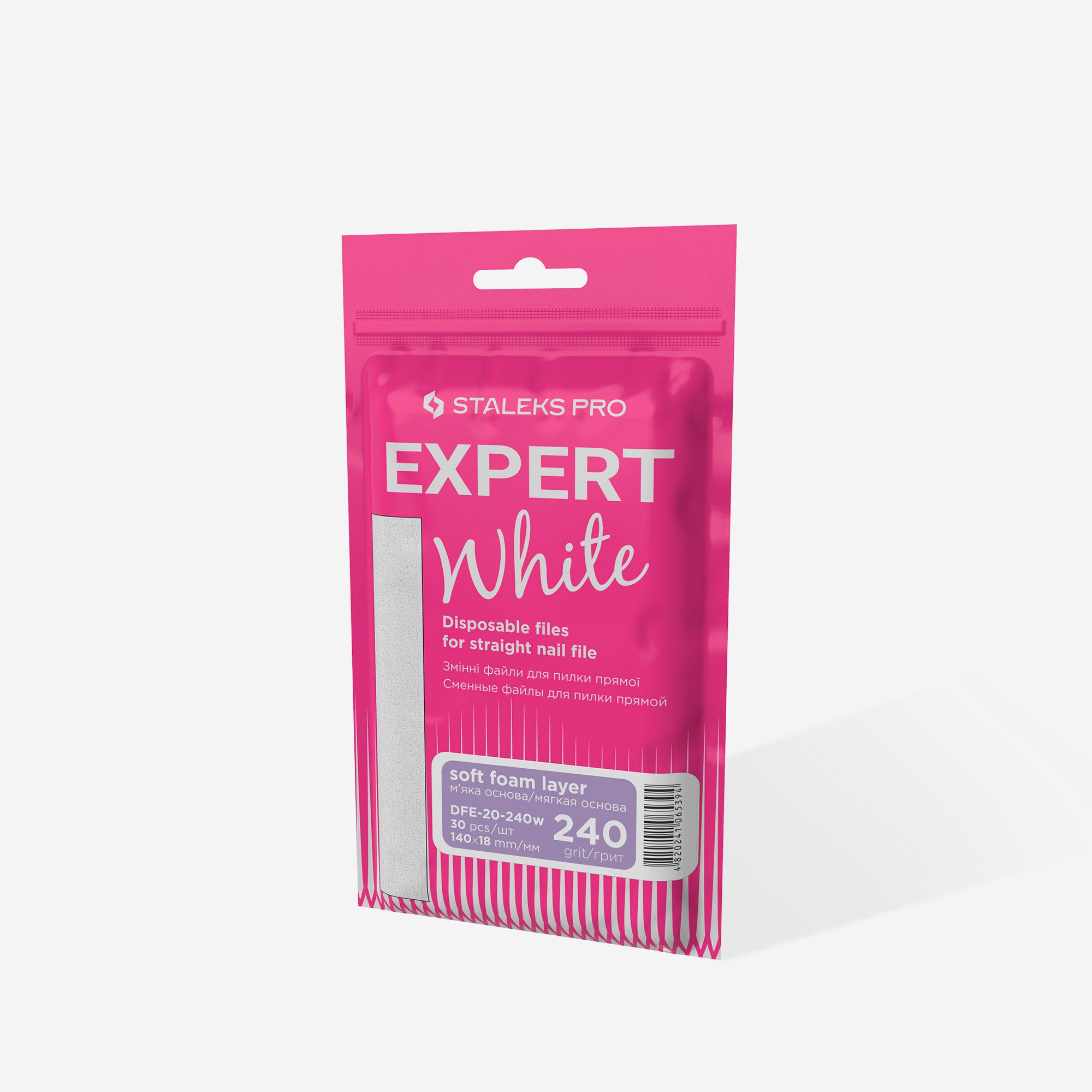 STALEKS PRO EXPERT 20 white adhesive nail file refills, 240 grit, 30 pcs