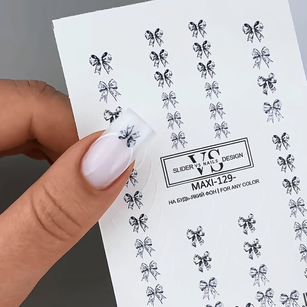 VS Nails MAXI French Nail Sliders №129 – Blue Bows product sheet