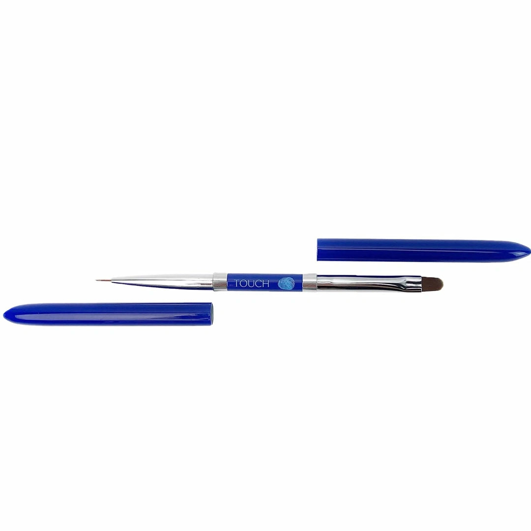 Touch - Two paintbrushes with blue handles on a white background 