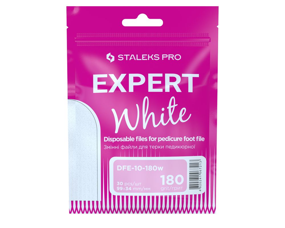 STALEKS PRO EXPERT 10 white adhesive pedicure files 180 grit pack of 30