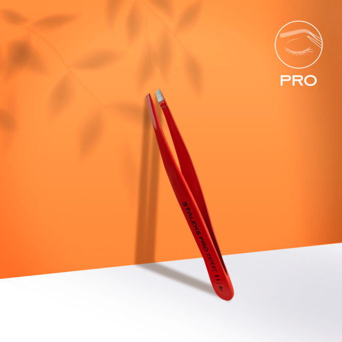 STALEKS PRO EXPERT 11 TYPE 4r red professional eyebrow tweezers with narrow bevelled edges 