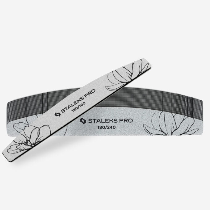 STALEKS PRO EXPERT 40 white crescent mineral nail files 180/240 grit pack of 25 