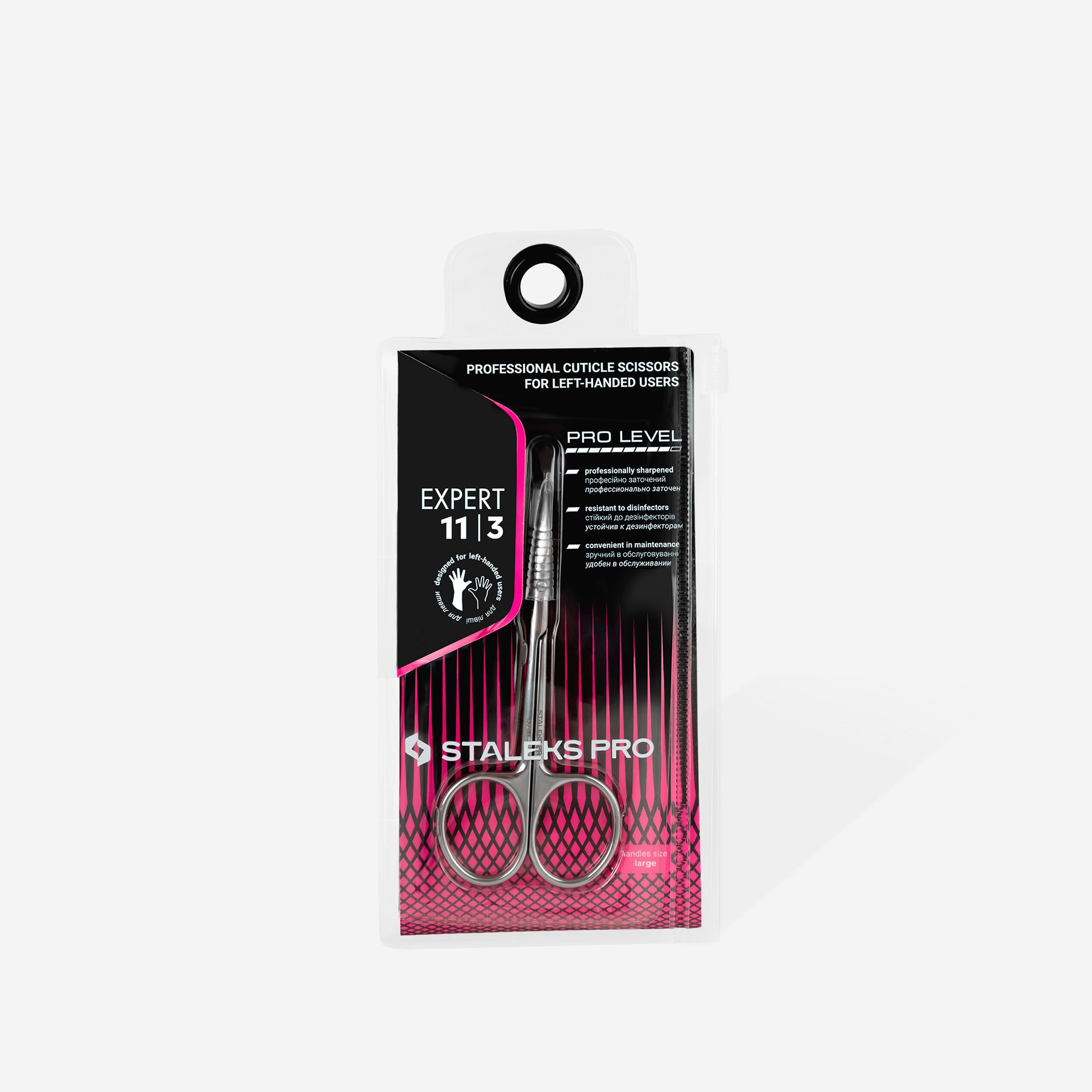 STALEKS PRO EXPERT 11 TYPE 3 professional left-handed cuticle scissors with curved blades