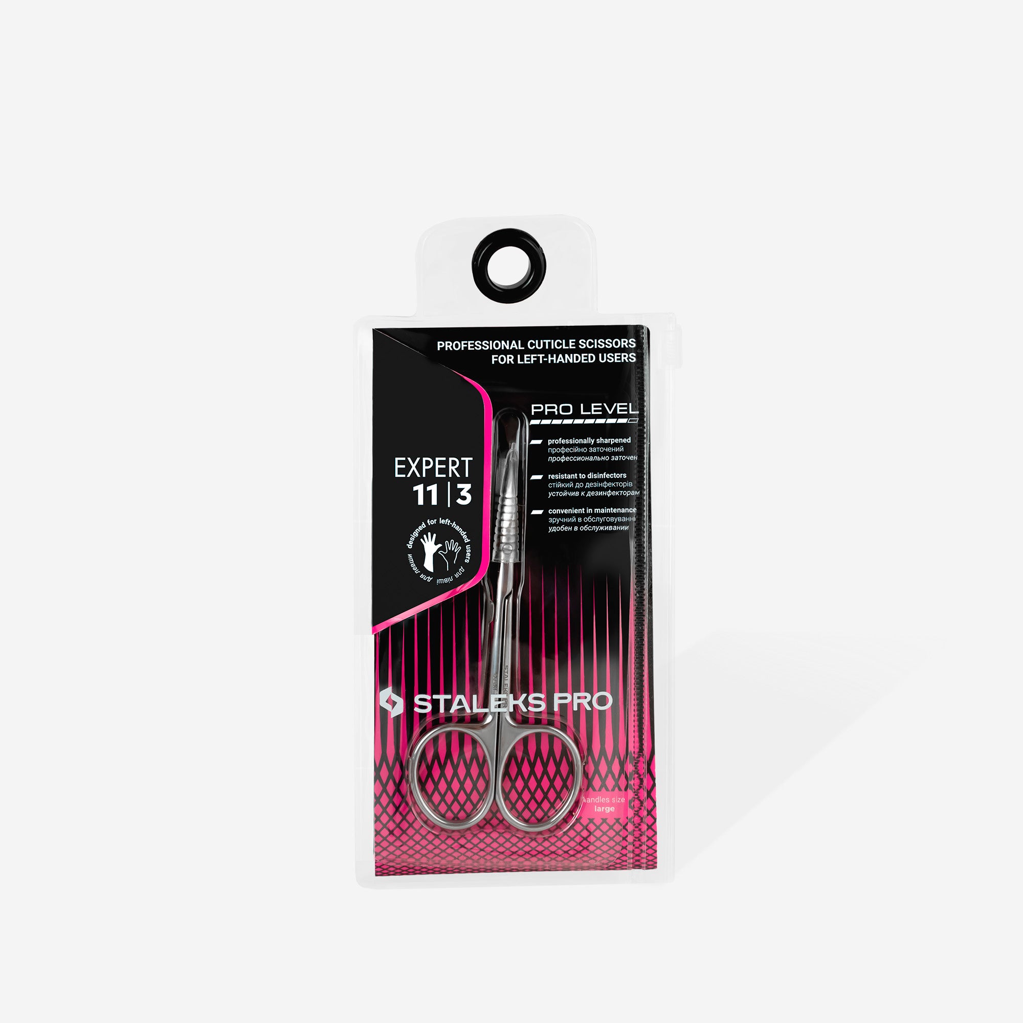 STALEKS PRO EXPERT 11 TYPE 3 professional left-handed cuticle scissors with curved blades