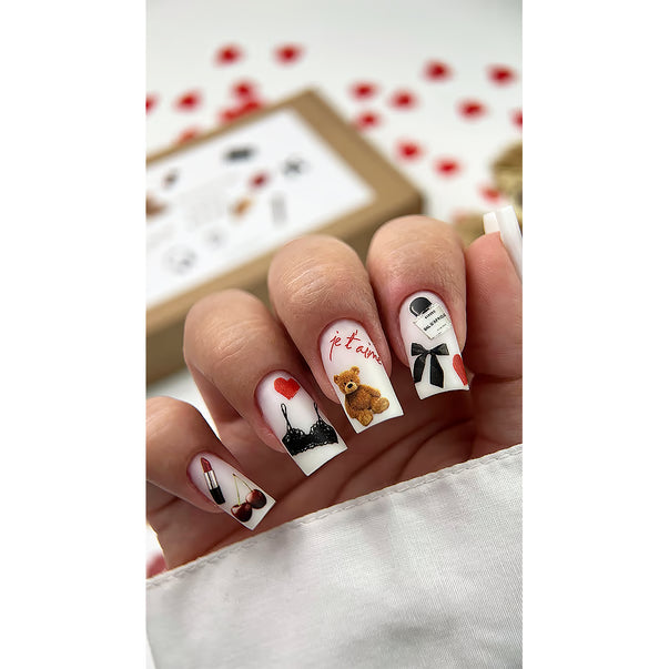 Sova Decor Nail Sliders №210 – Hearts & Self-Love Text