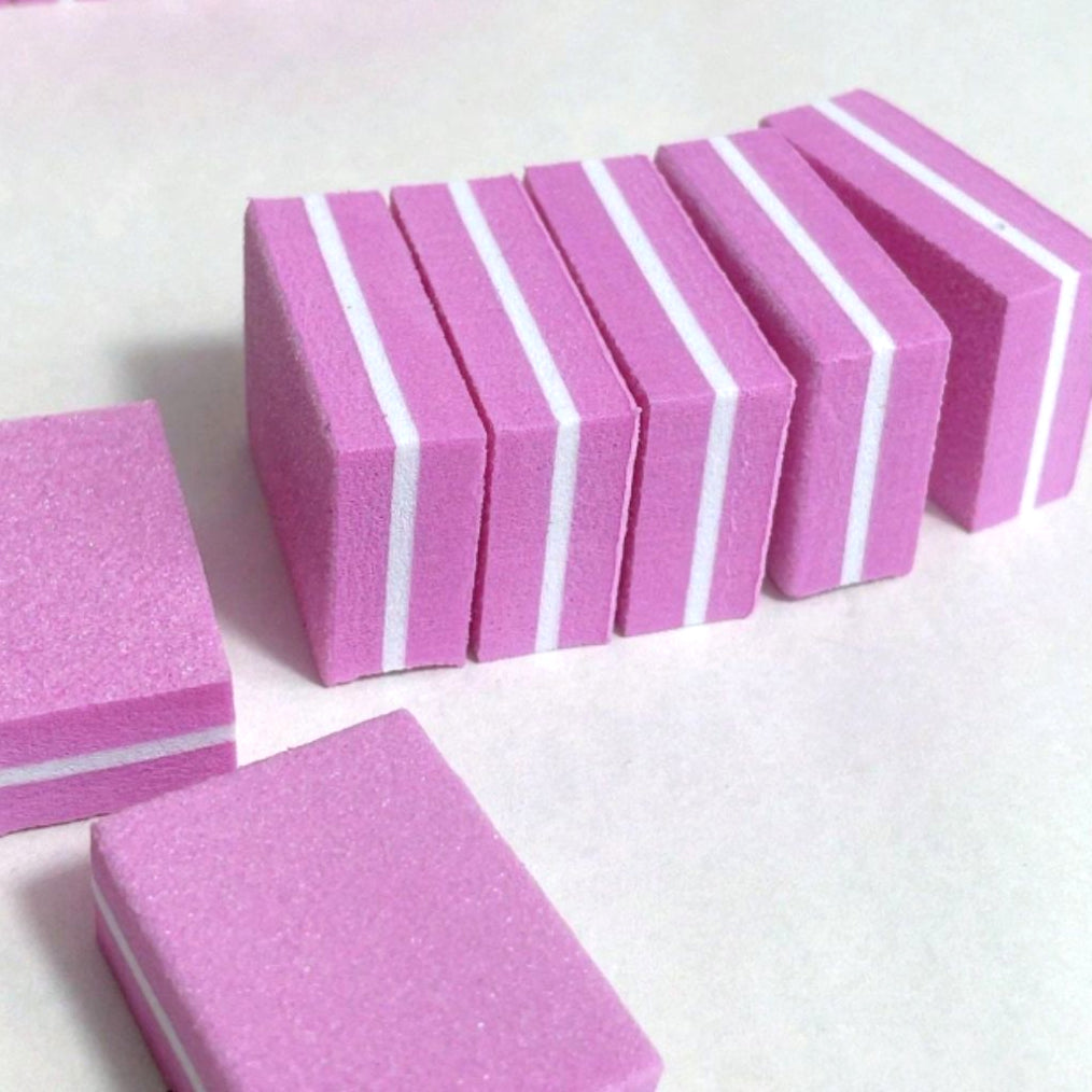 Mini Pink Nail Buffer Blocks, 100/180 Grit, 50 pcs