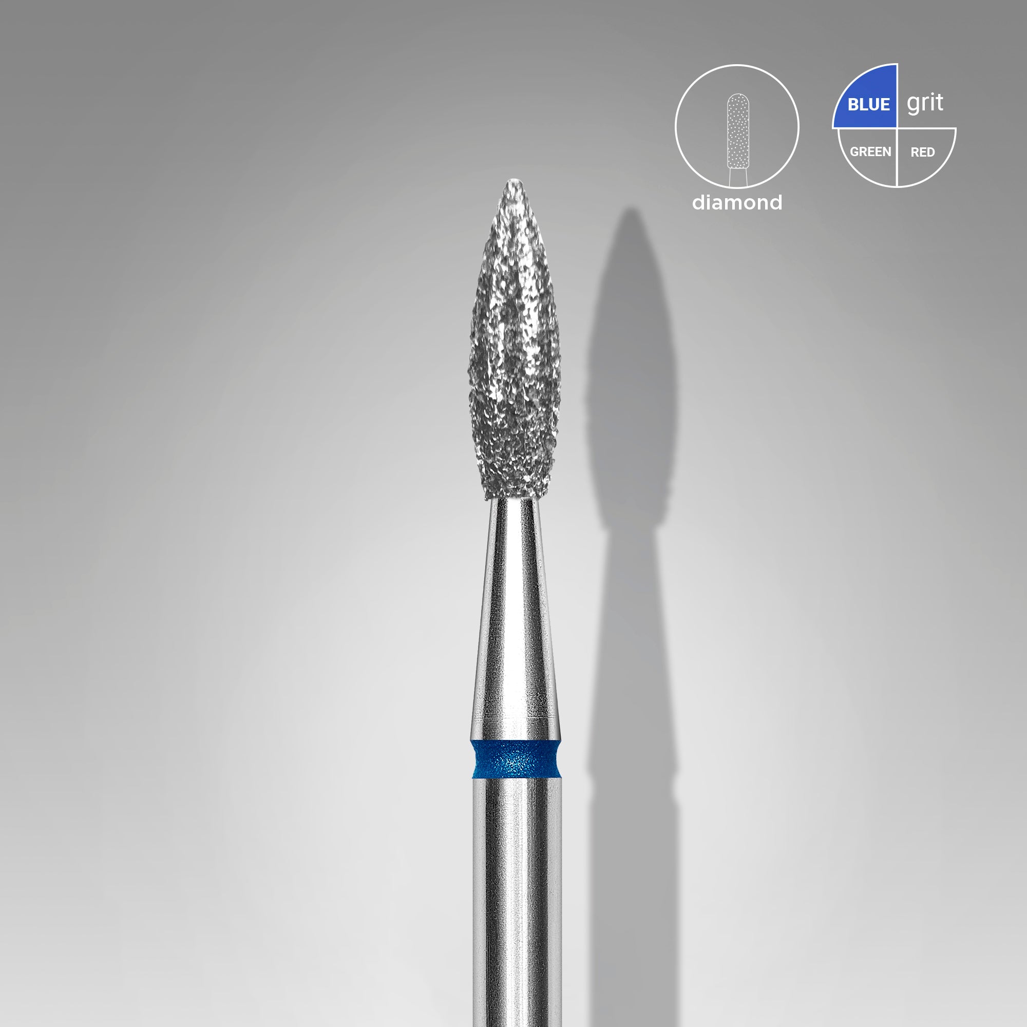STALEKS PRO EXPERT blue pointed flame diamond nail drill bit, 2.3 × 8 mm