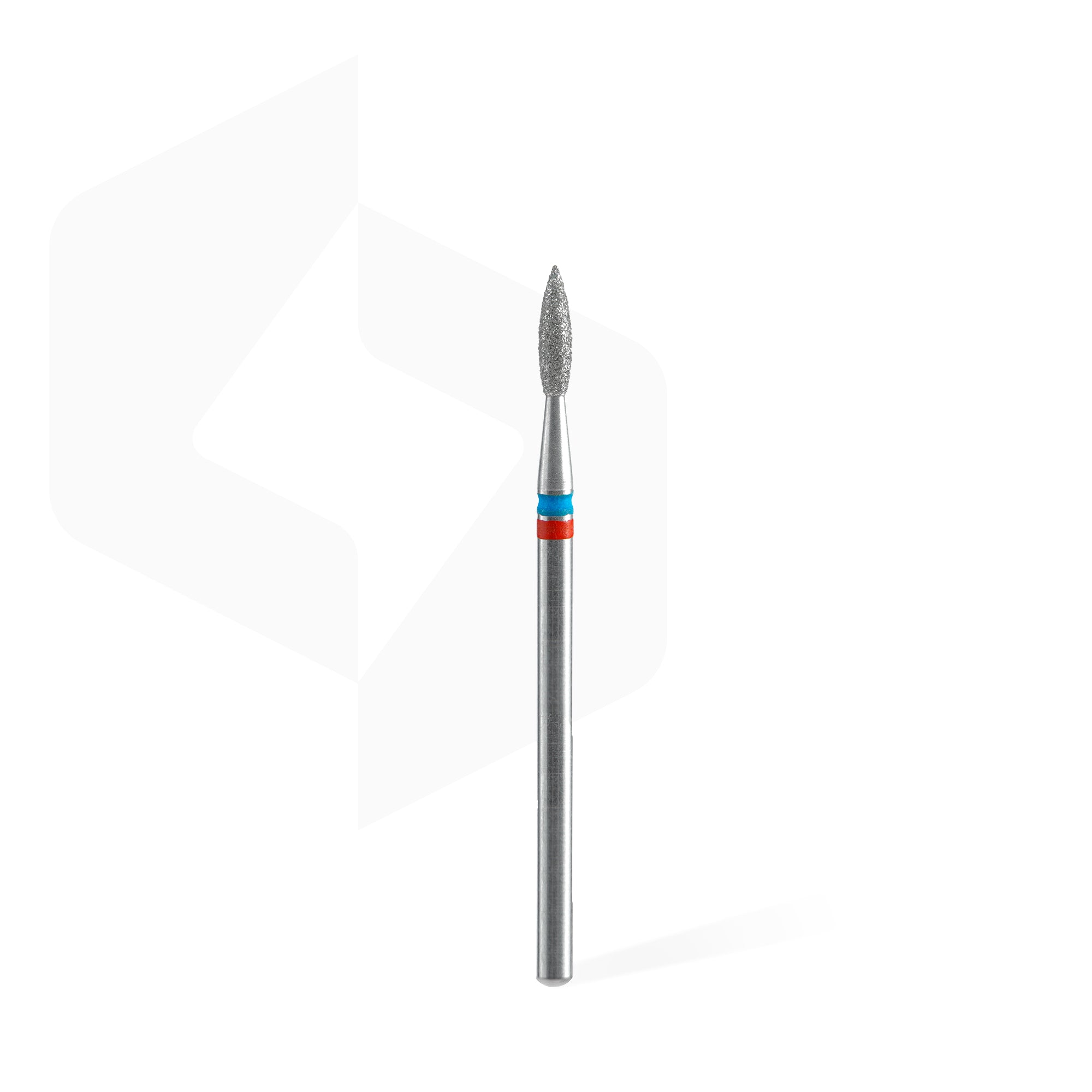 STALEKS PRO EXPERT DUO red-blue pointed flame diamond nail drill bit, 2.1 × 8 mm
