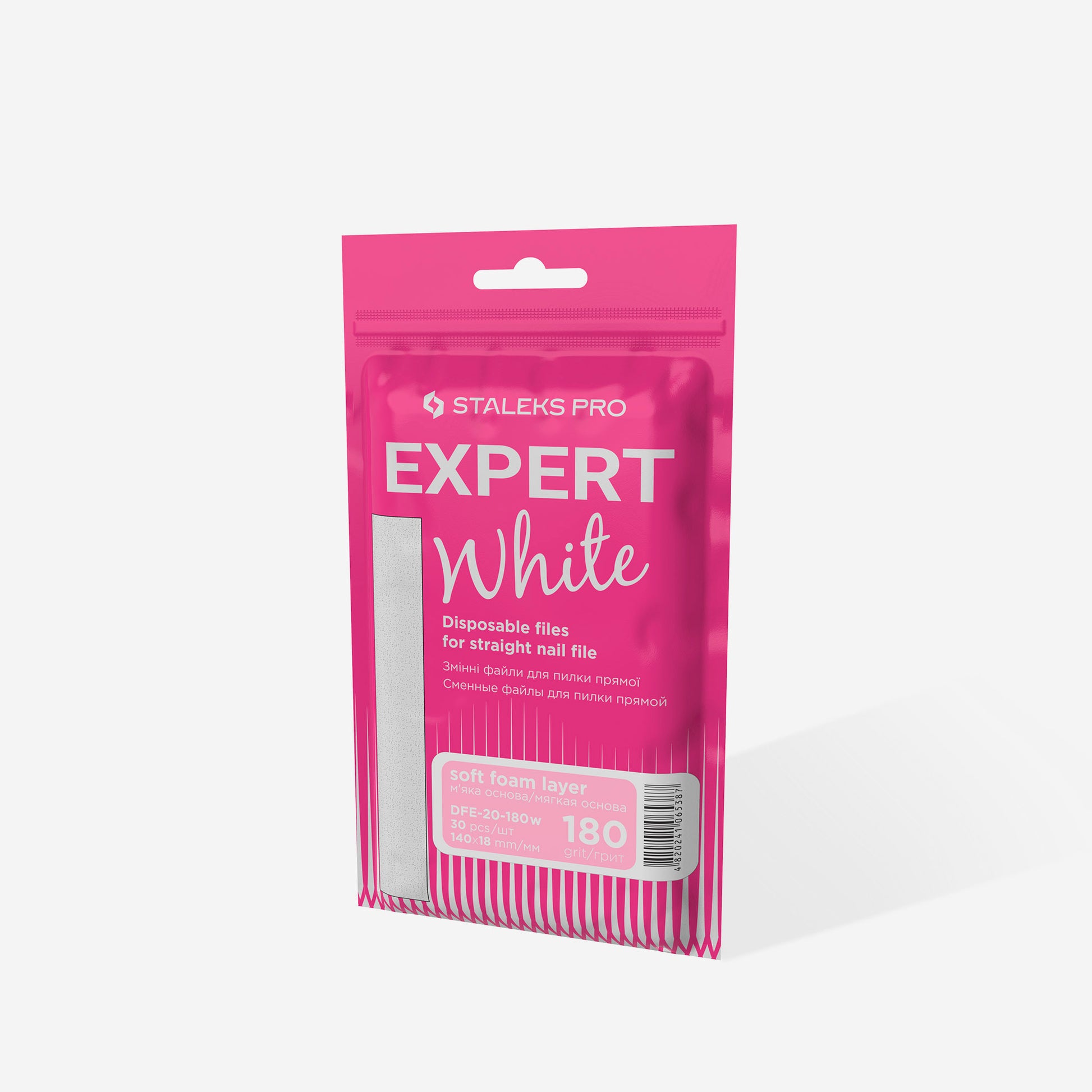 STALEKS PRO EXPERT 20 white adhesive nail file refills, 180 grit, 30 pcs