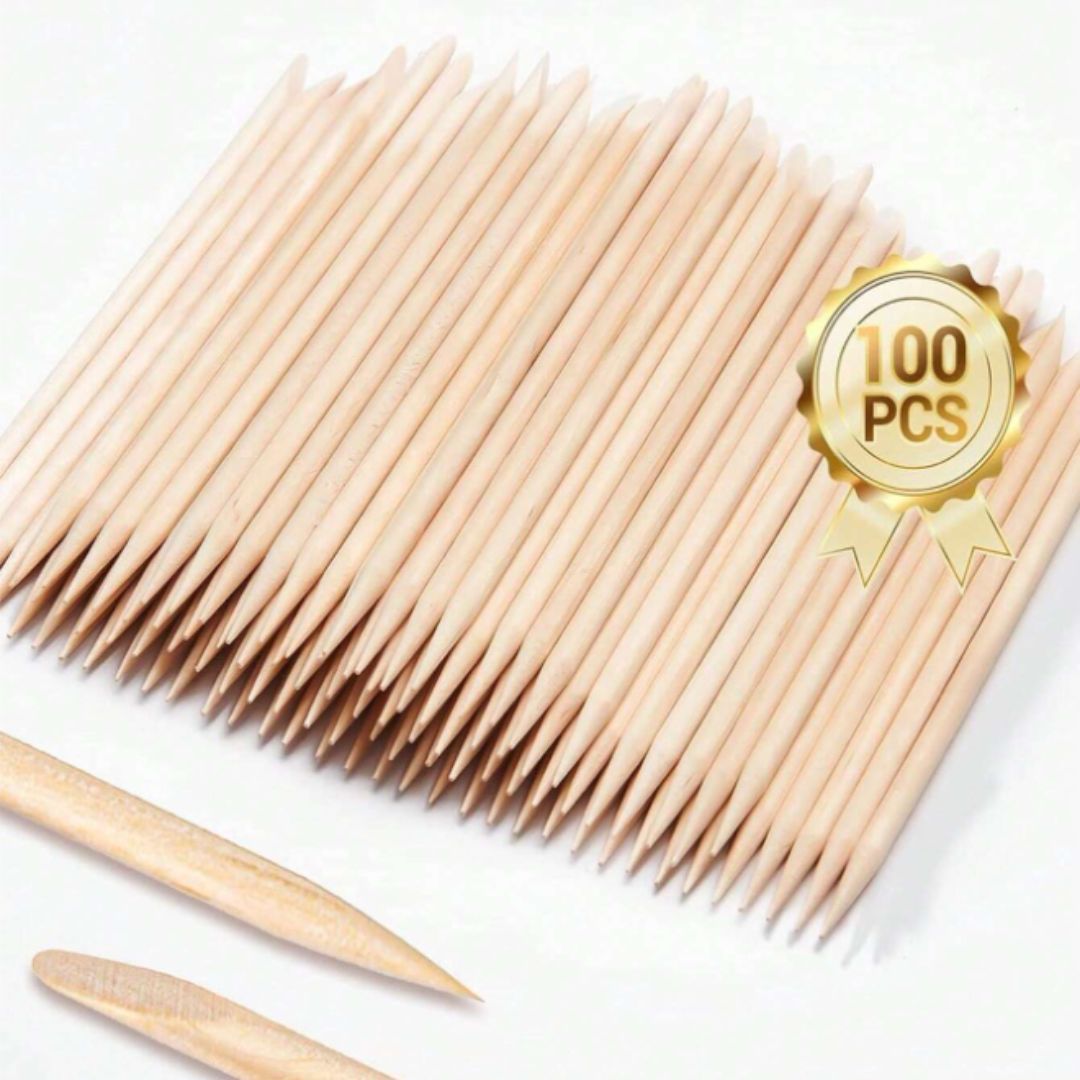 Orange Wood Cuticle Pushers, 100 pcs