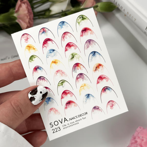 Sova Decor French Nail Sliders №223 – Watercolour Swirls