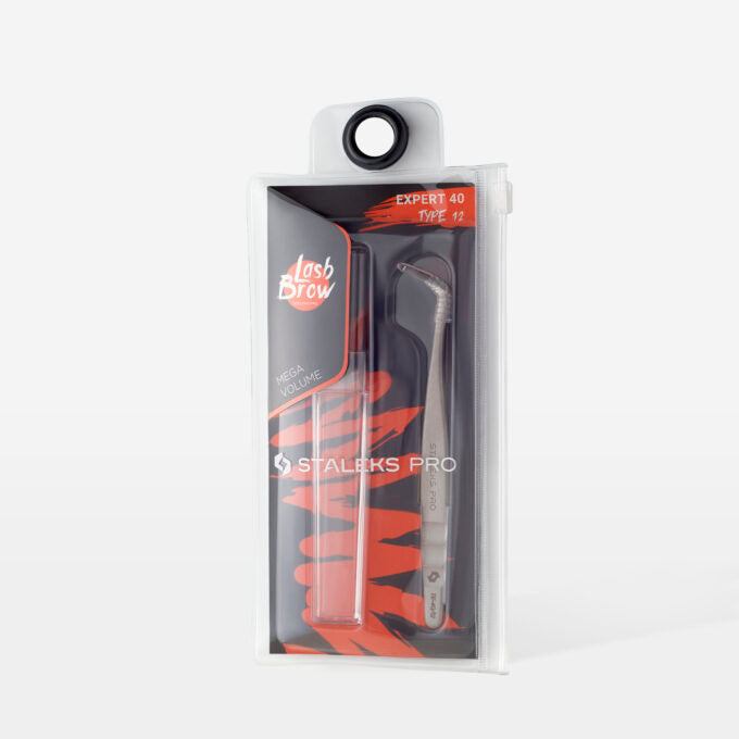 STALEKS PRO EXPERT 40 TYPE 12 L-shaped fibre tip lash tweezers 65 degrees 