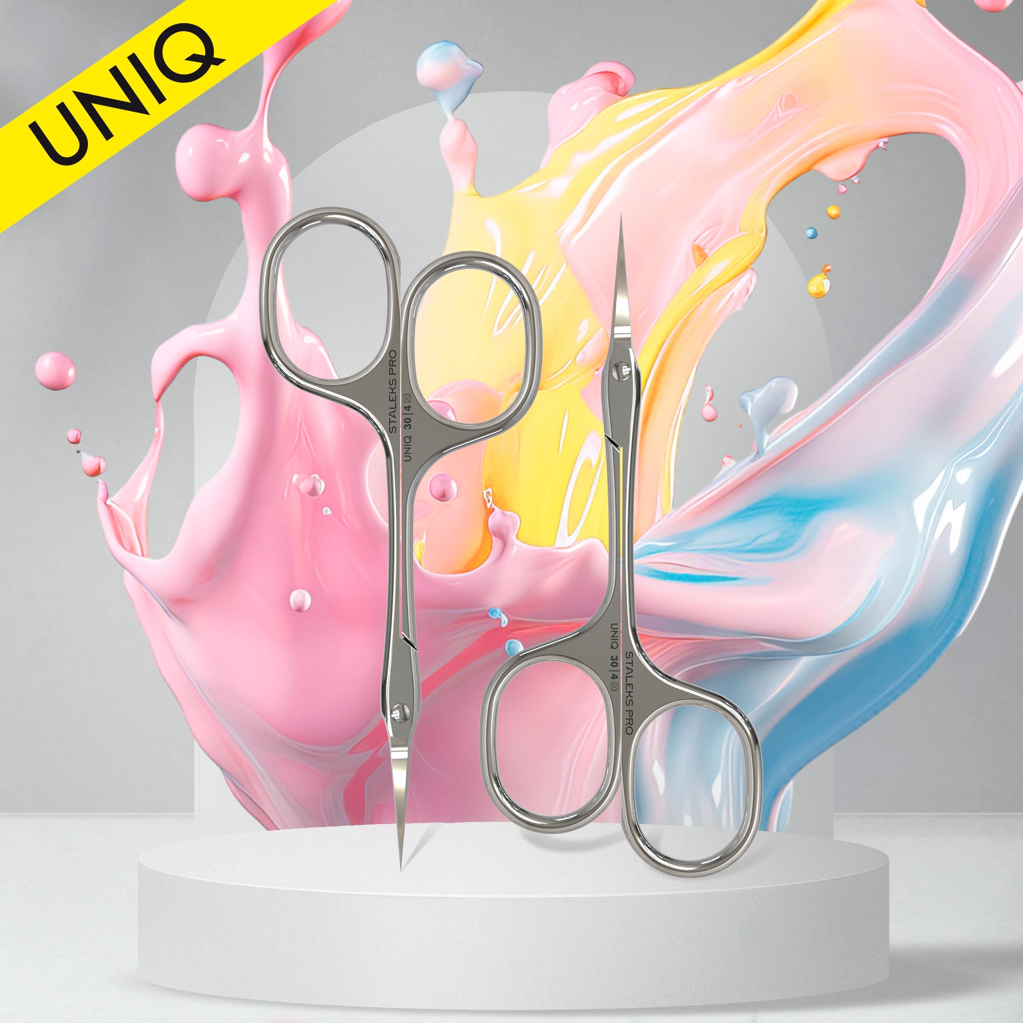 STALEKS PRO UNIQ 30 TYPE 4 asymmetric professional cuticle scissors with curved blades