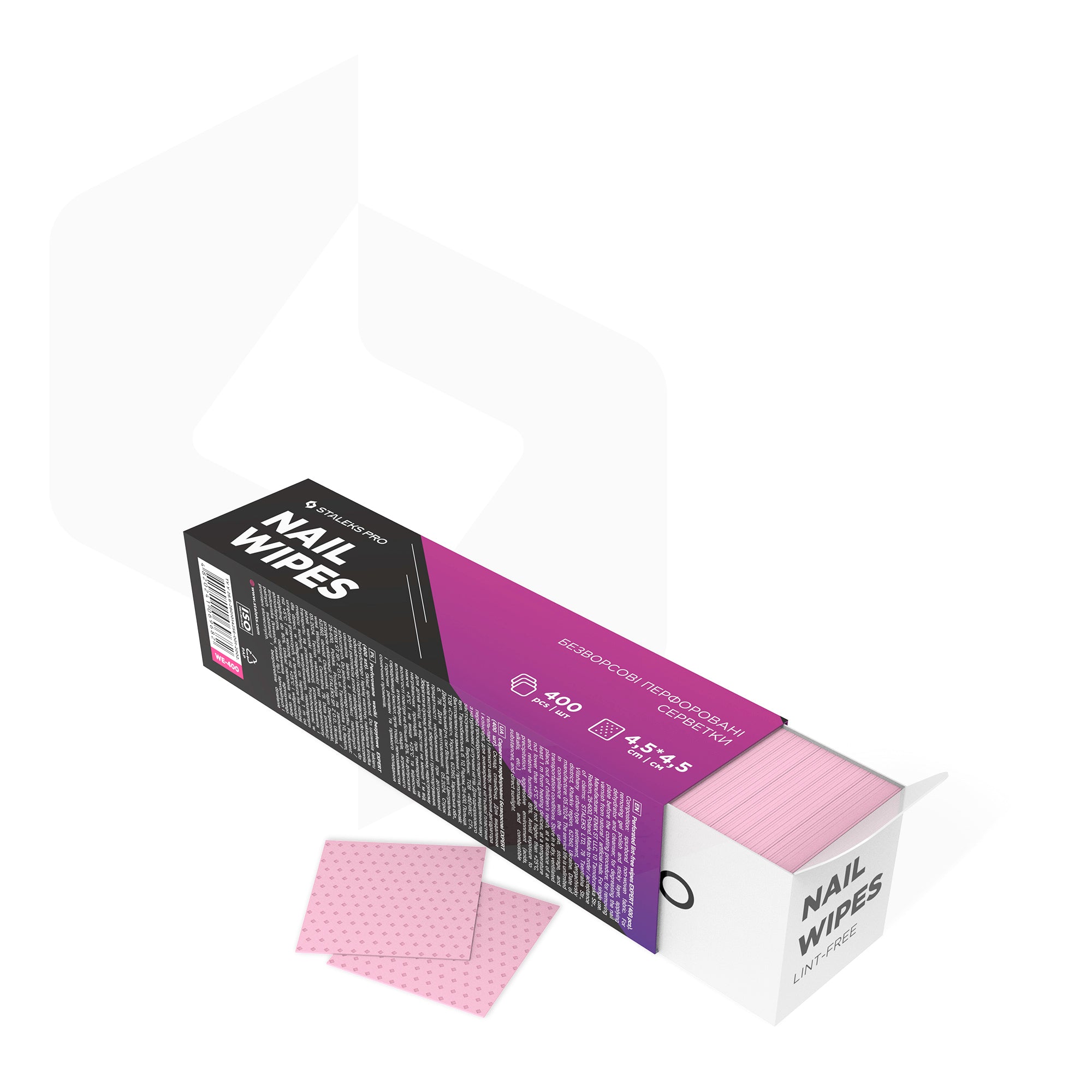 STALEKS PRO EXPERT pink perforated lint-free nail wipes 400 pcs 