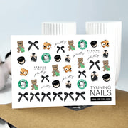  Tyuning Nails Nail Sliders №146 – Teddy Bears & Black Bows product sheet