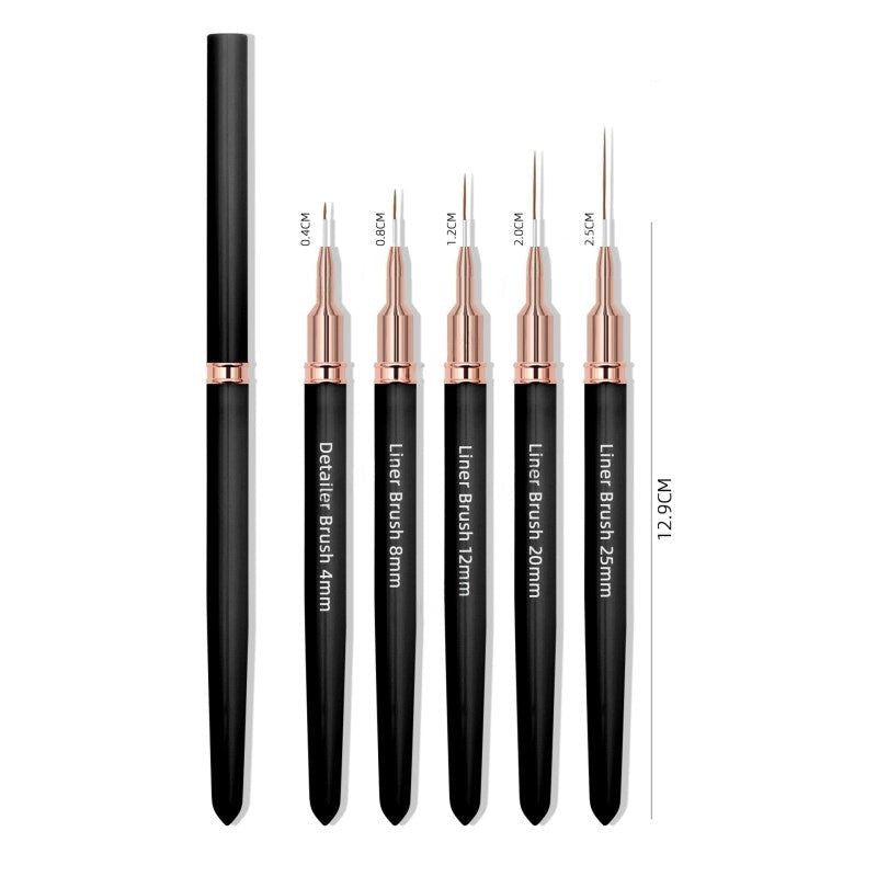 Precision Nail Art Liner Brush Set, 5 pcs