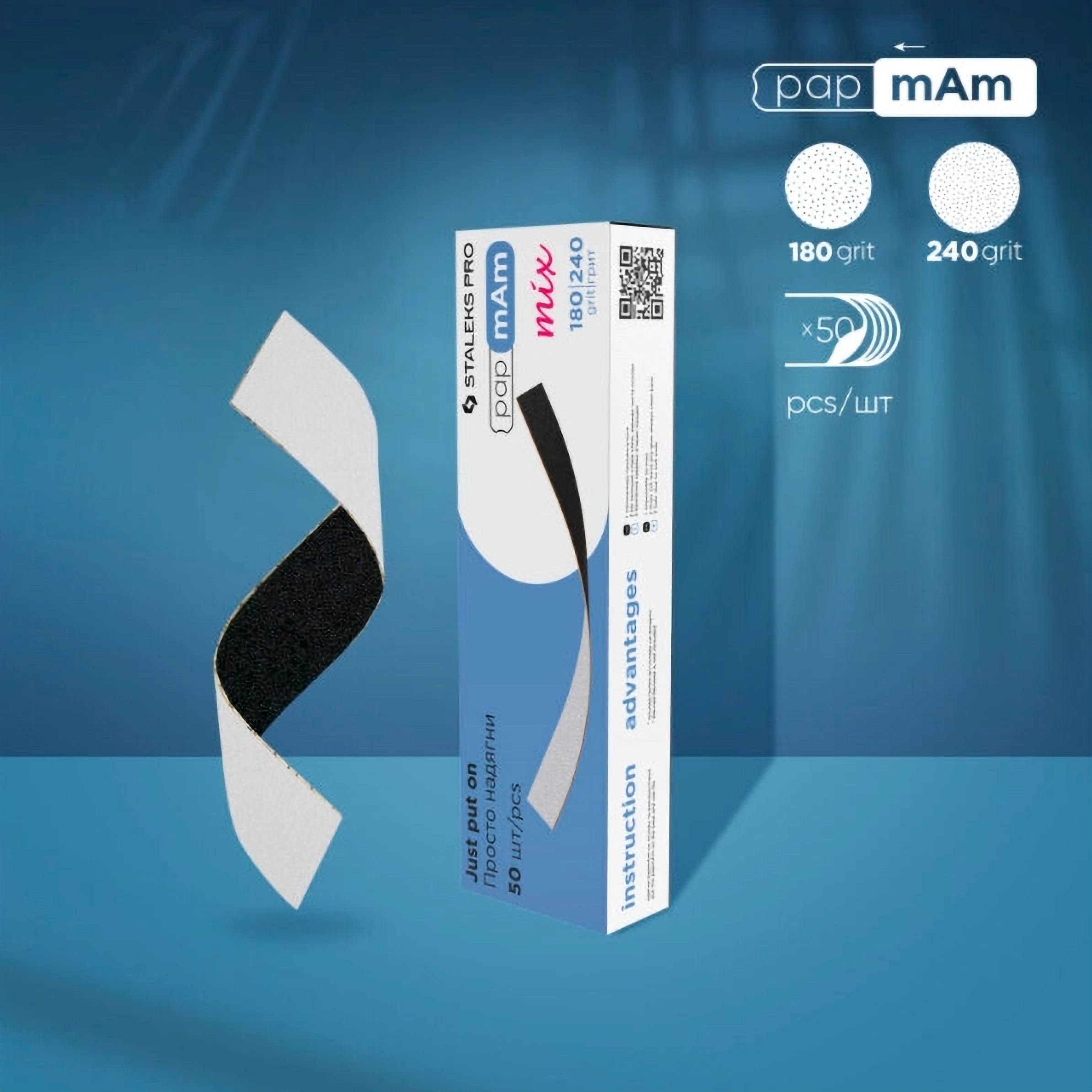STALEKS PRO EXPERT 22 papmAm Mix double-sided nail files 180/240 grit pack of 50