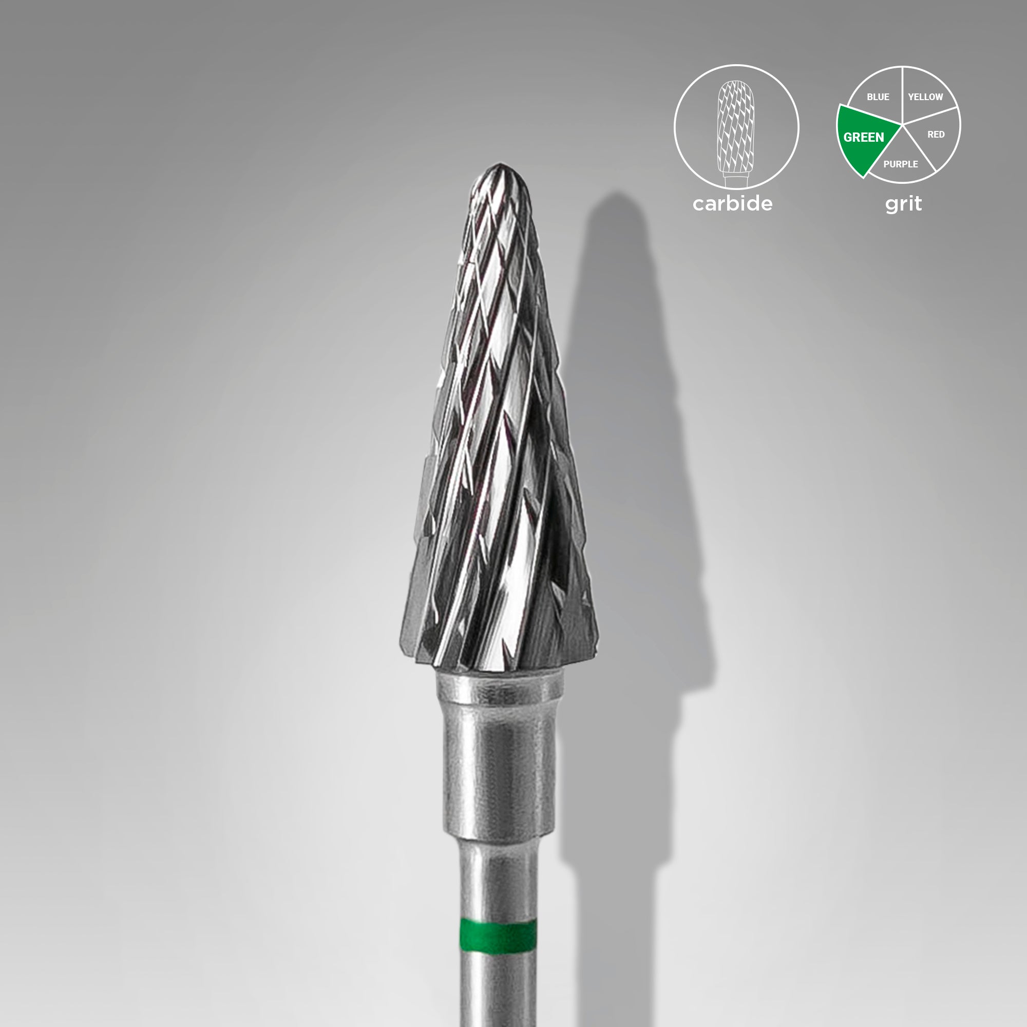 STALEKS PRO EXPERT green cone carbide nail drill bit, 6 × 14 mm