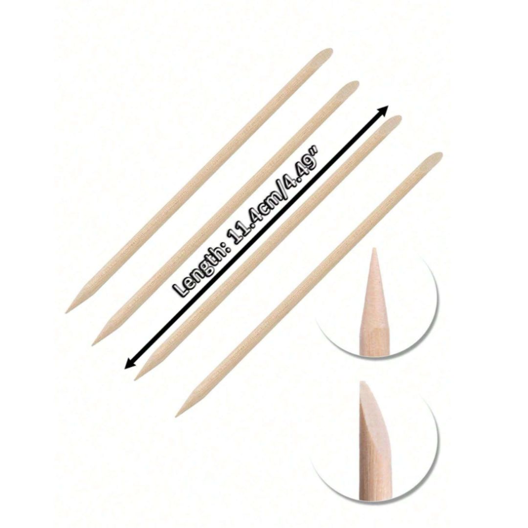 Orange Wood Cuticle Pushers, 100 pcs