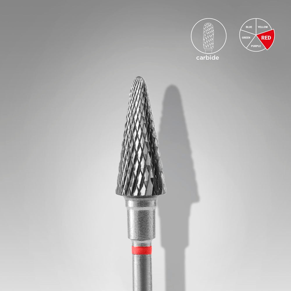 STALEKS PRO EXPERT red cone carbide nail drill bit, 6 × 14 mm