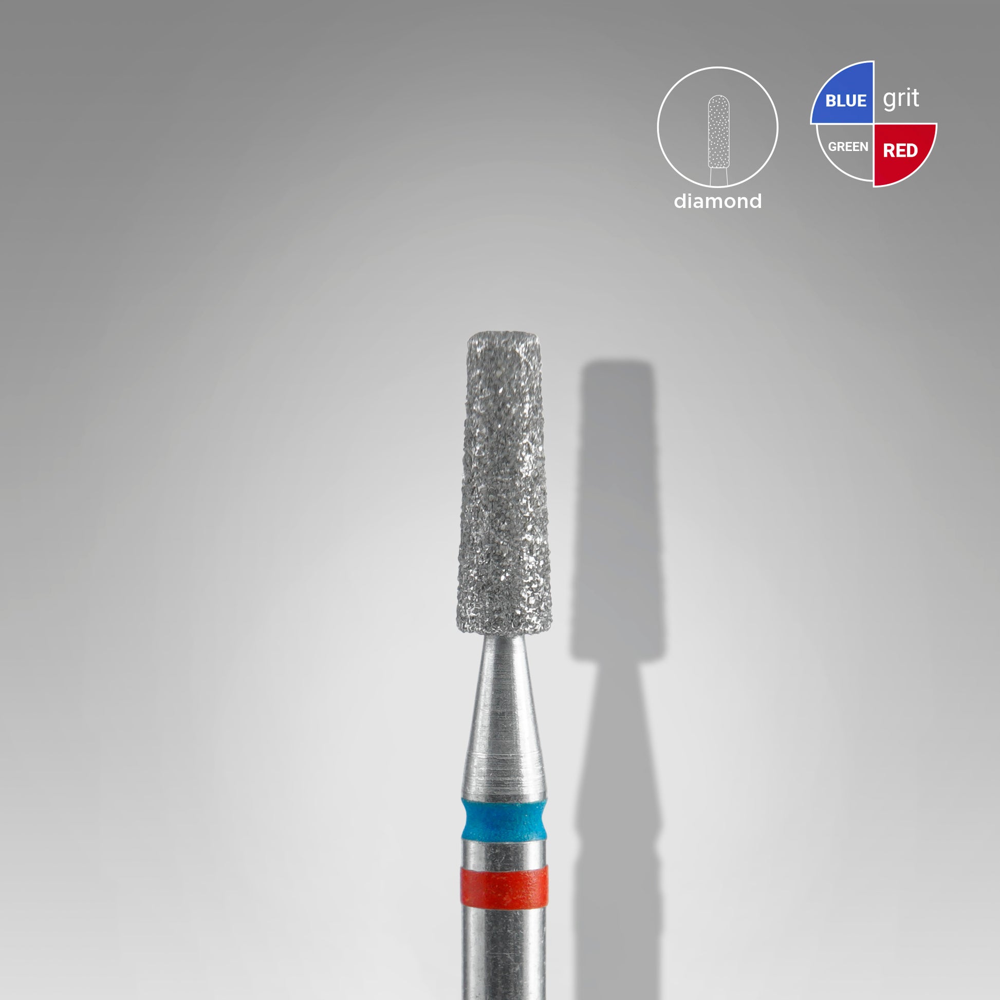 STALEKS PRO EXPERT DUO red-blue cone diamond nail drill bit, 2.5 × 8 mm