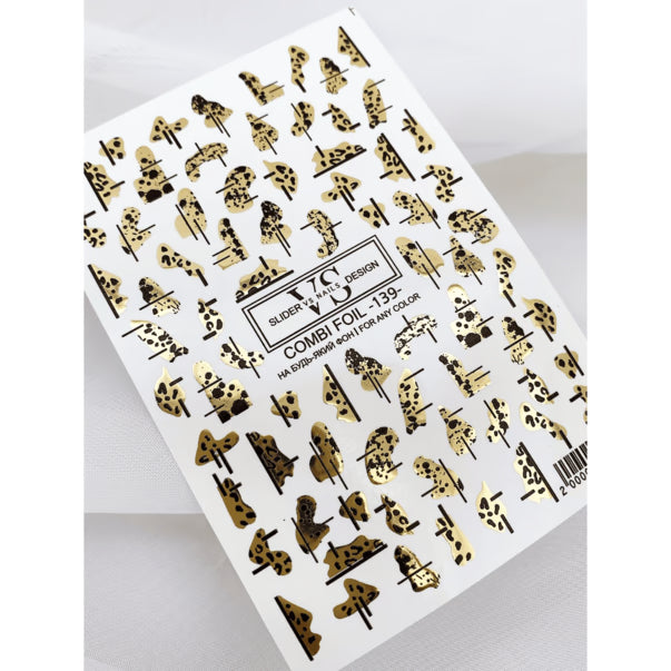 VS Nails Combi Foil Nail Sliders №139 – Gold Abstract Design product sheet