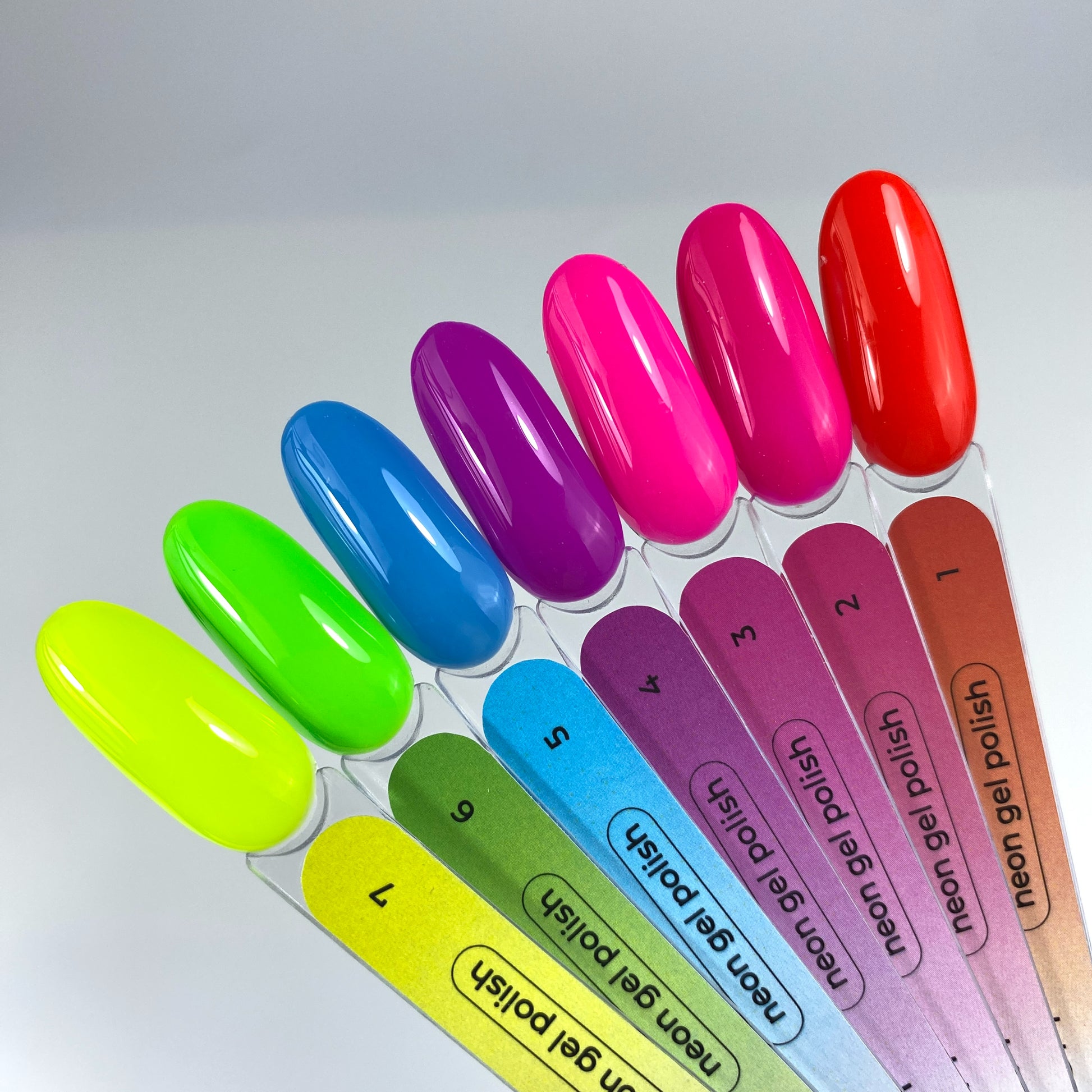 Touch Neon Gel polish, 9 ml - 7 colour swatches