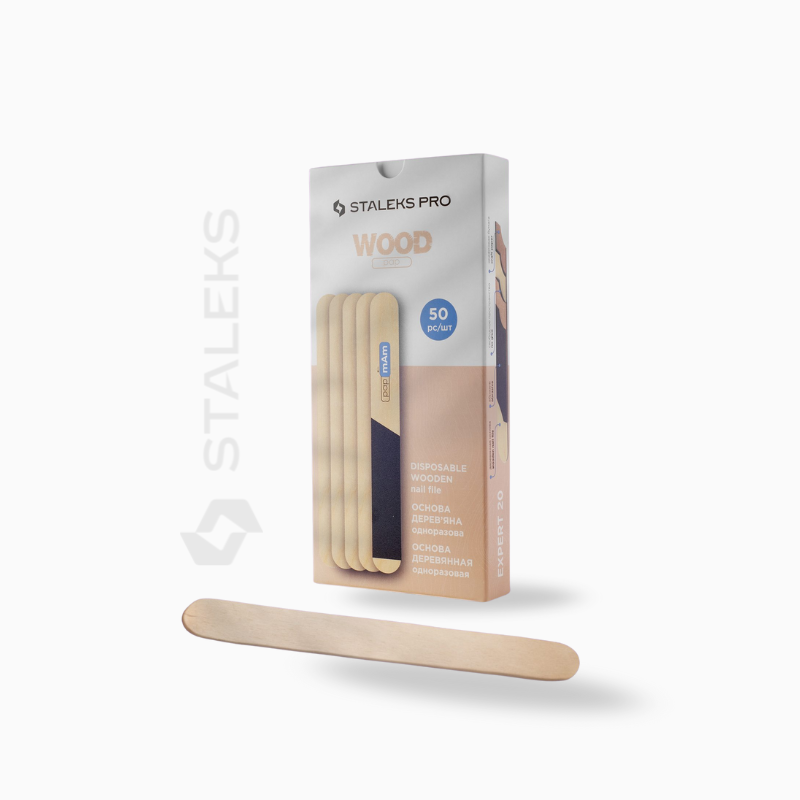 STALEKS PRO EXPERT 20 disposable straight wooden nail file bases pack of 50 