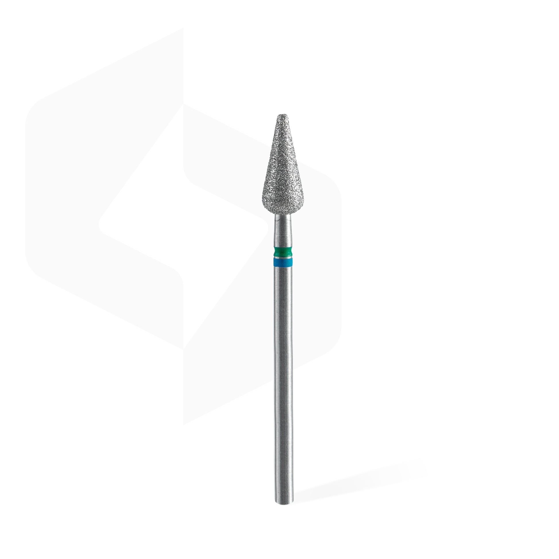 STALEKS PRO EXPERT DUO blue-green pointed pear diamond nail drill bit, 5 × 12 mm