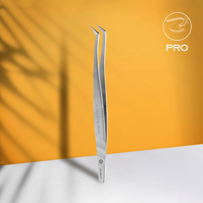 STALEKS PRO EXPERT 40 TYPE 12 L-shaped fibre tip lash tweezers 65 degrees 