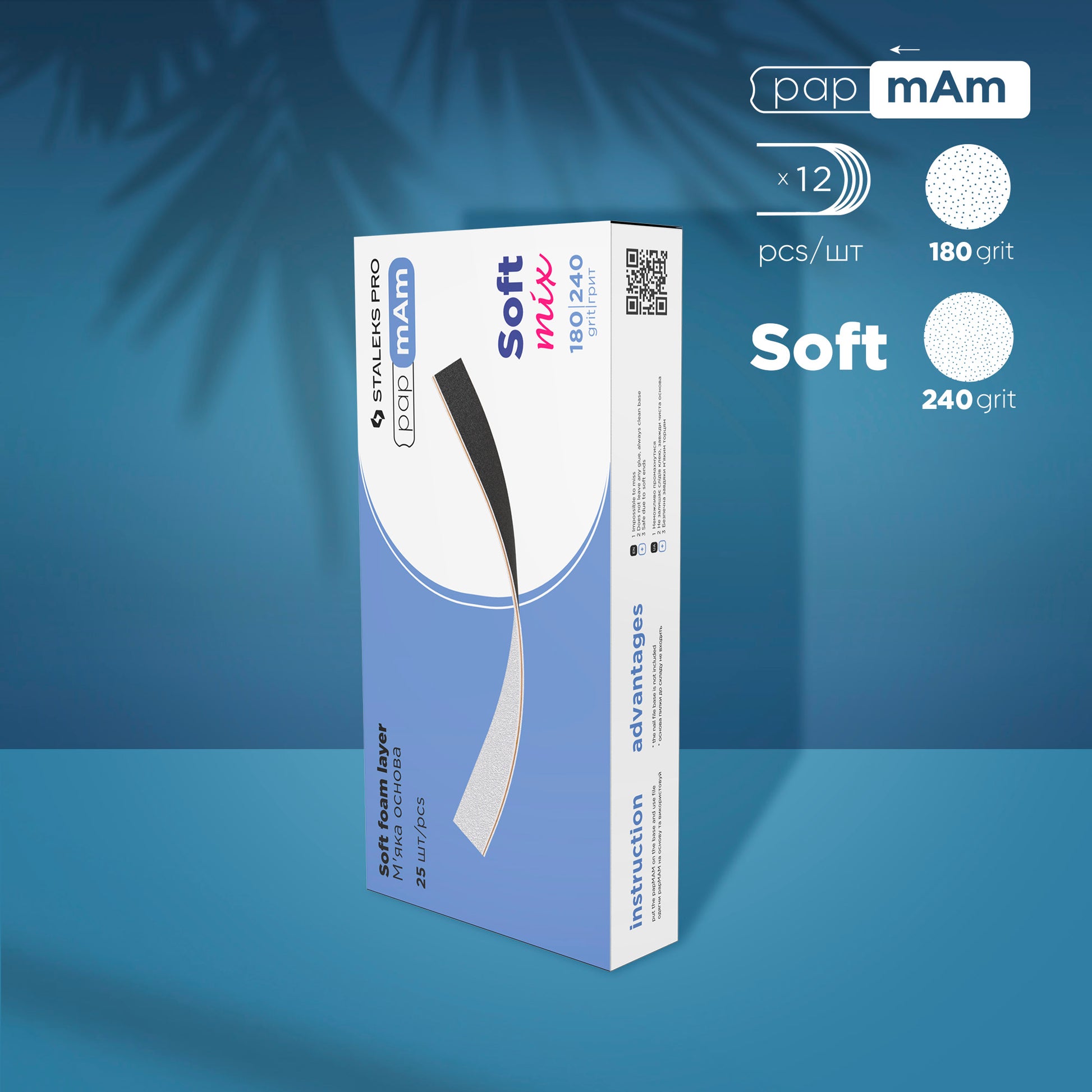 STALEKS PRO EXPERT 20 papmAm Mix double-sided soft foam nail files 180/240 grit pack of 25