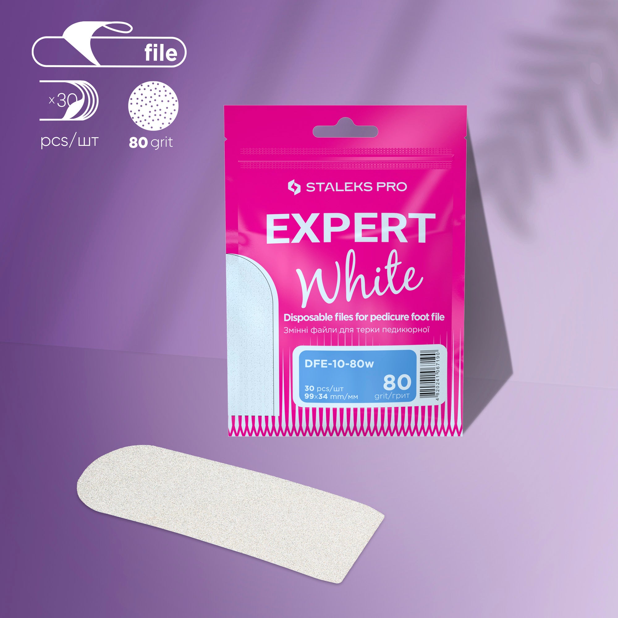 STALEKS PRO EXPERT 10 white adhesive pedicure files 80 grit pack of 30