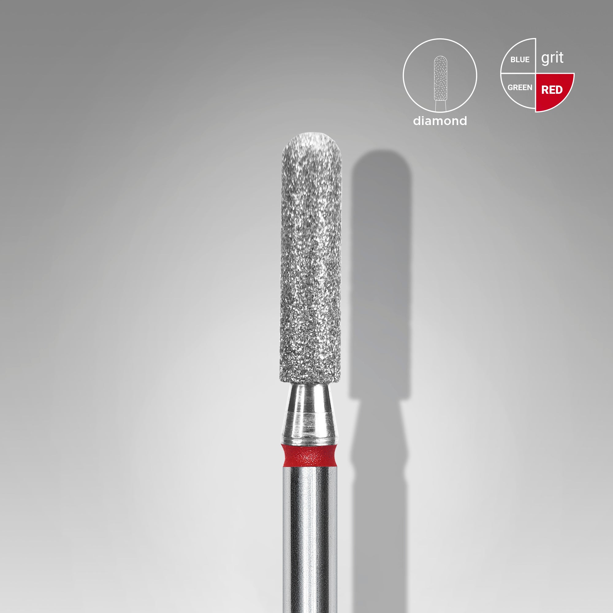 STALEKS PRO EXPERT red rounded cylinder diamond nail drill bit, 2.5 × 10 mm