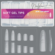 Full-Cover Soft Gel Nail Tips, 240 pcs, 12 Sizes Oval