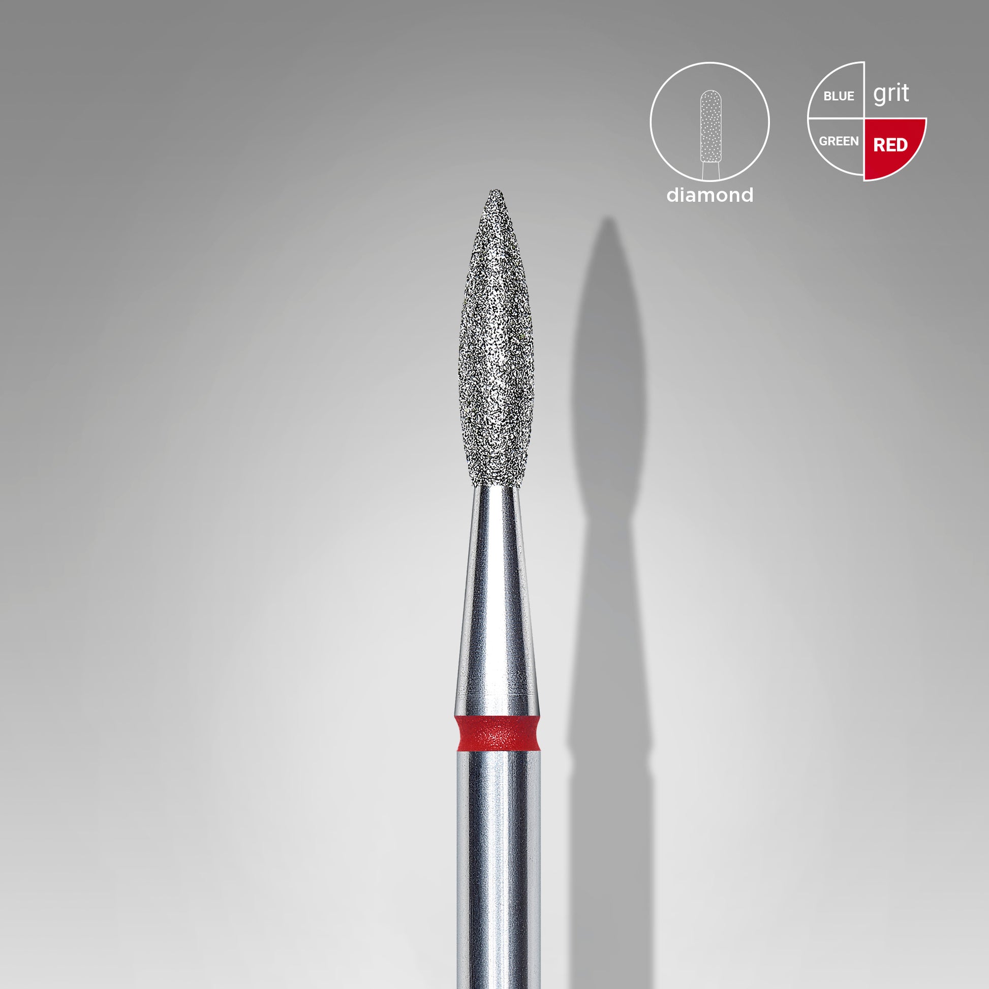 STALEKS PRO EXPERT red pointed flame diamond nail drill bit, 2.1 × 8 mm
