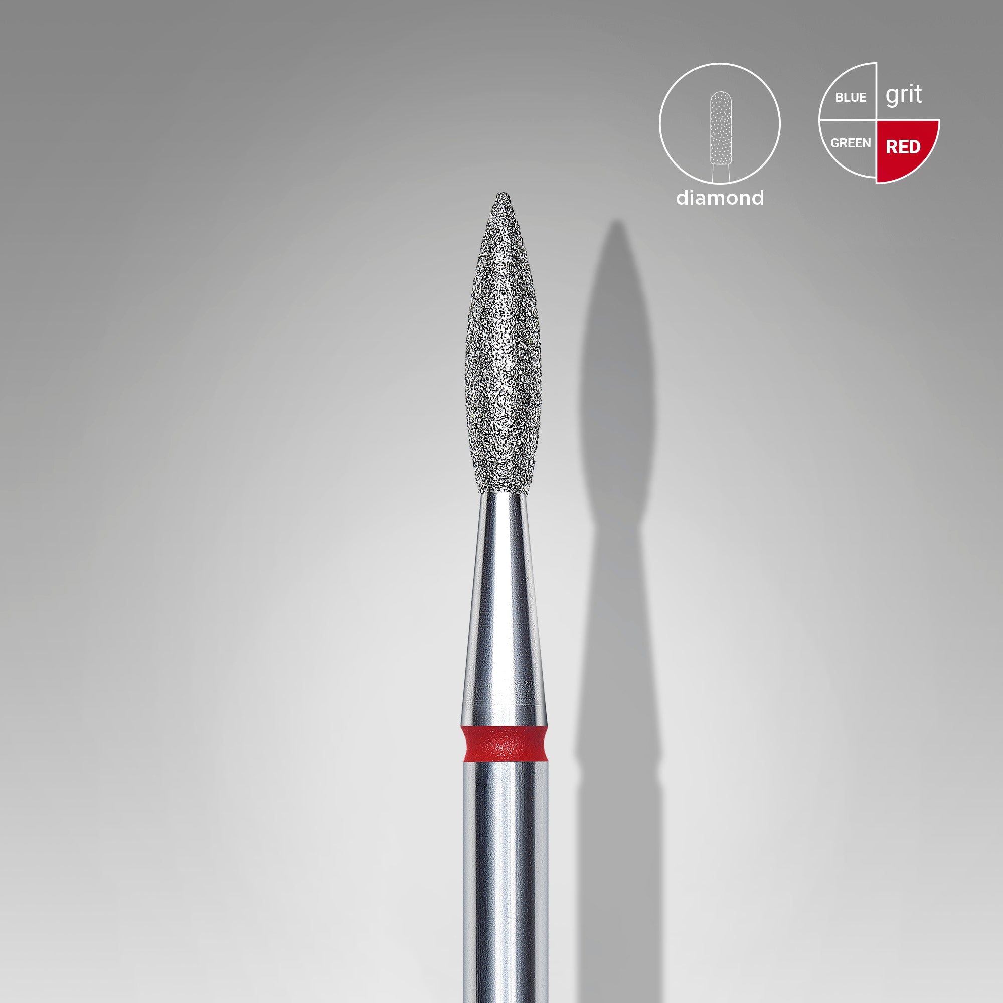 STALEKS PRO EXPERT red pointed flame diamond nail drill bit, 2.1 × 8 mm
