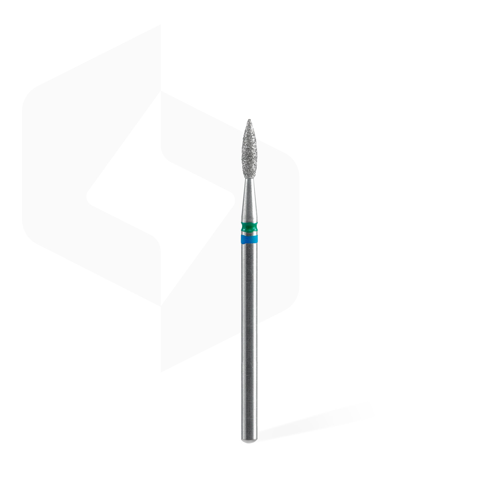 STALEKS PRO EXPERT DUO blue-green pointed flame diamond nail drill bit, 2.1 × 8 mm