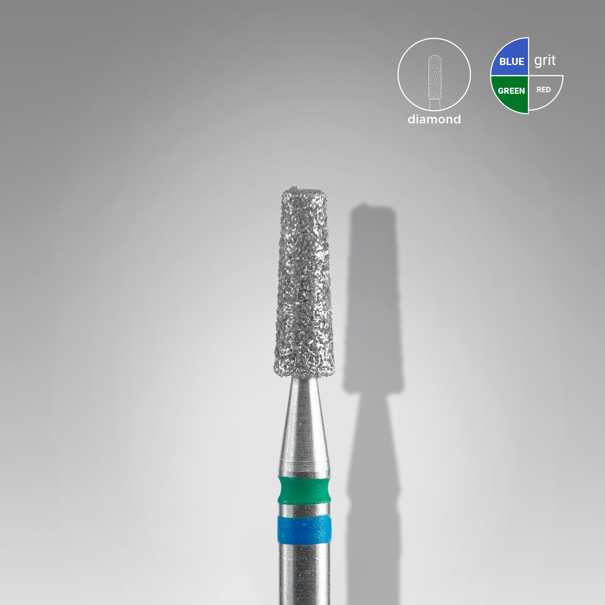 STALEKS PRO EXPERT DUO blue-green cone diamond nail drill bit, 2.5 × 8 mm
