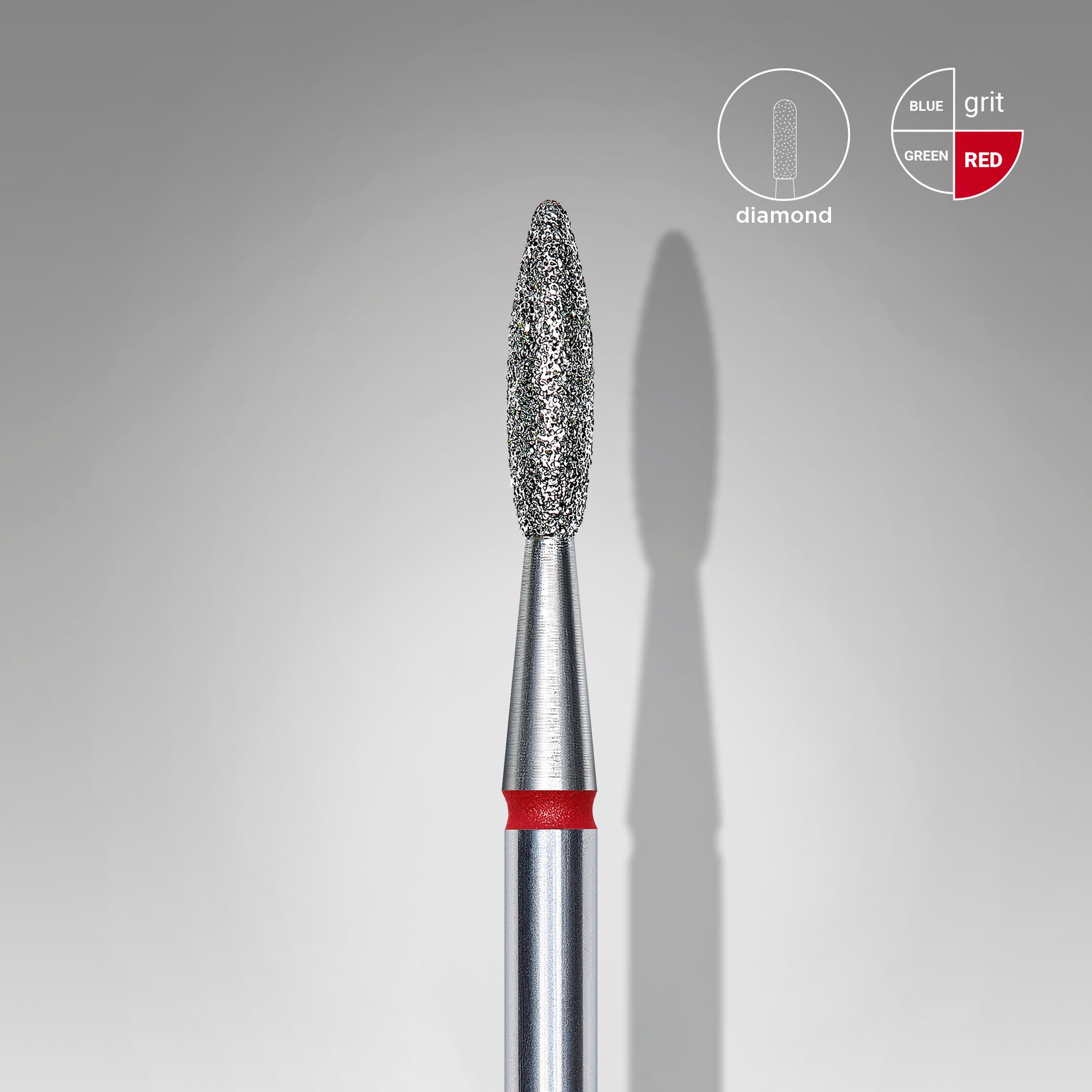STALEKS PRO EXPERT red flame diamond nail drill bit, 2.1 × 8 mm