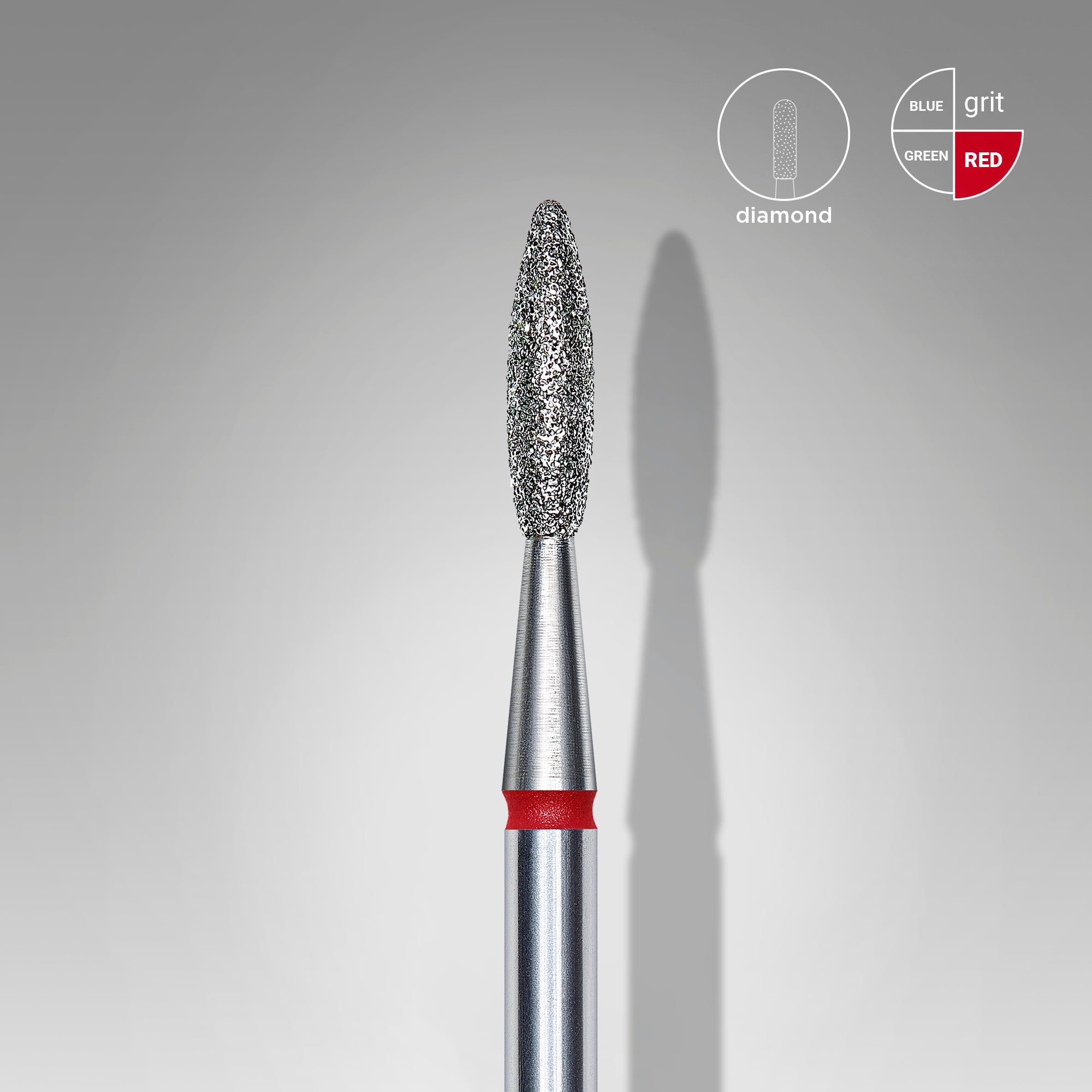 STALEKS PRO EXPERT red flame diamond nail drill bit, 2.1 × 8 mm