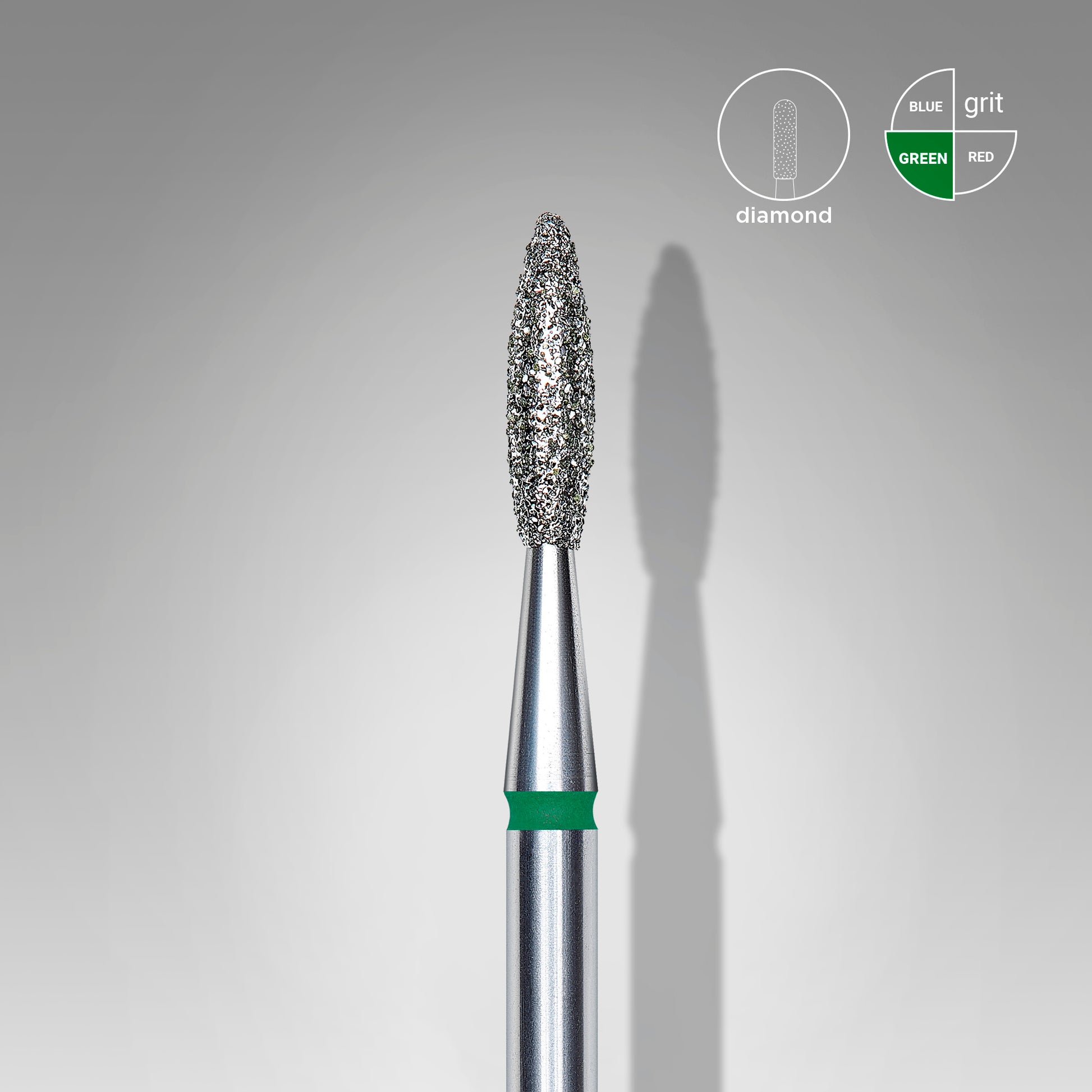 STALEKS PRO EXPERT green flame diamond nail drill bit, 2.1 × 8 mm