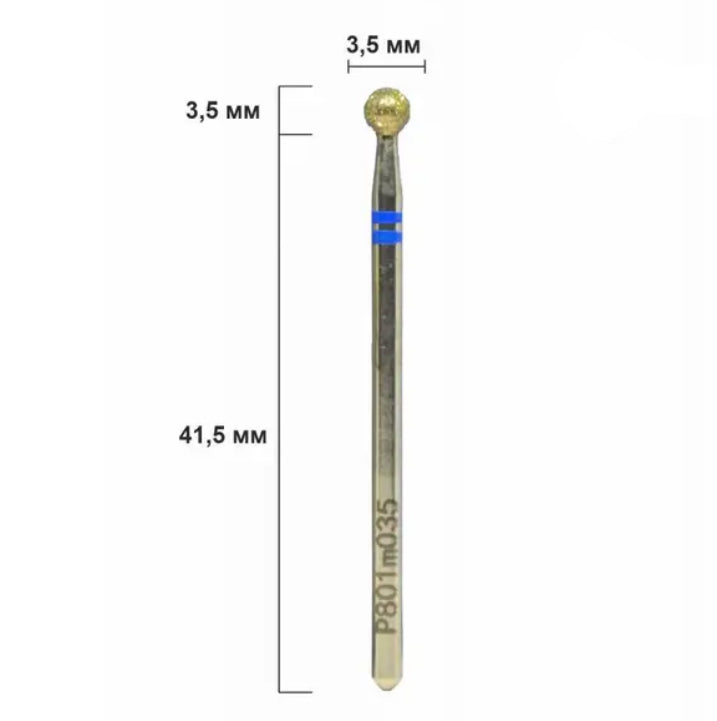 Nisima Diamond Nail Drill Bit Ball, 3.5 mm, Medium