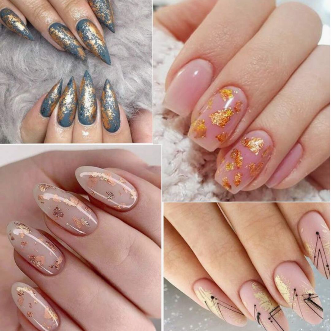 Metallic Nail Art Foil, Gold, Silver and Champagne