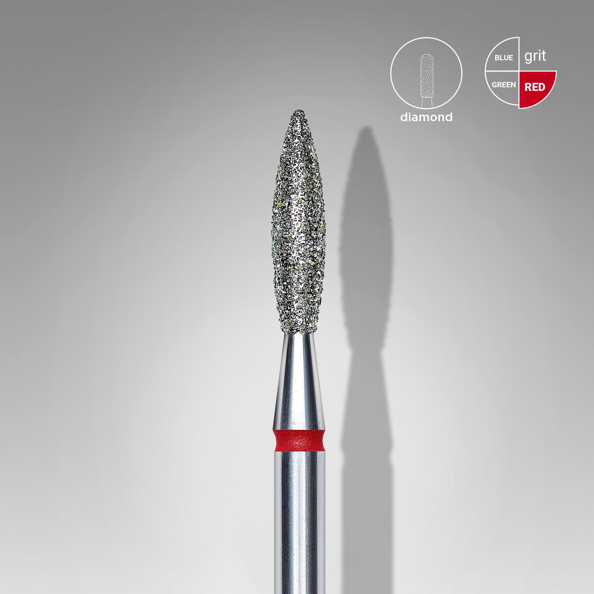 STALEKS PRO EXPERT red flame diamond nail drill bit, 2.3 × 10 mm
