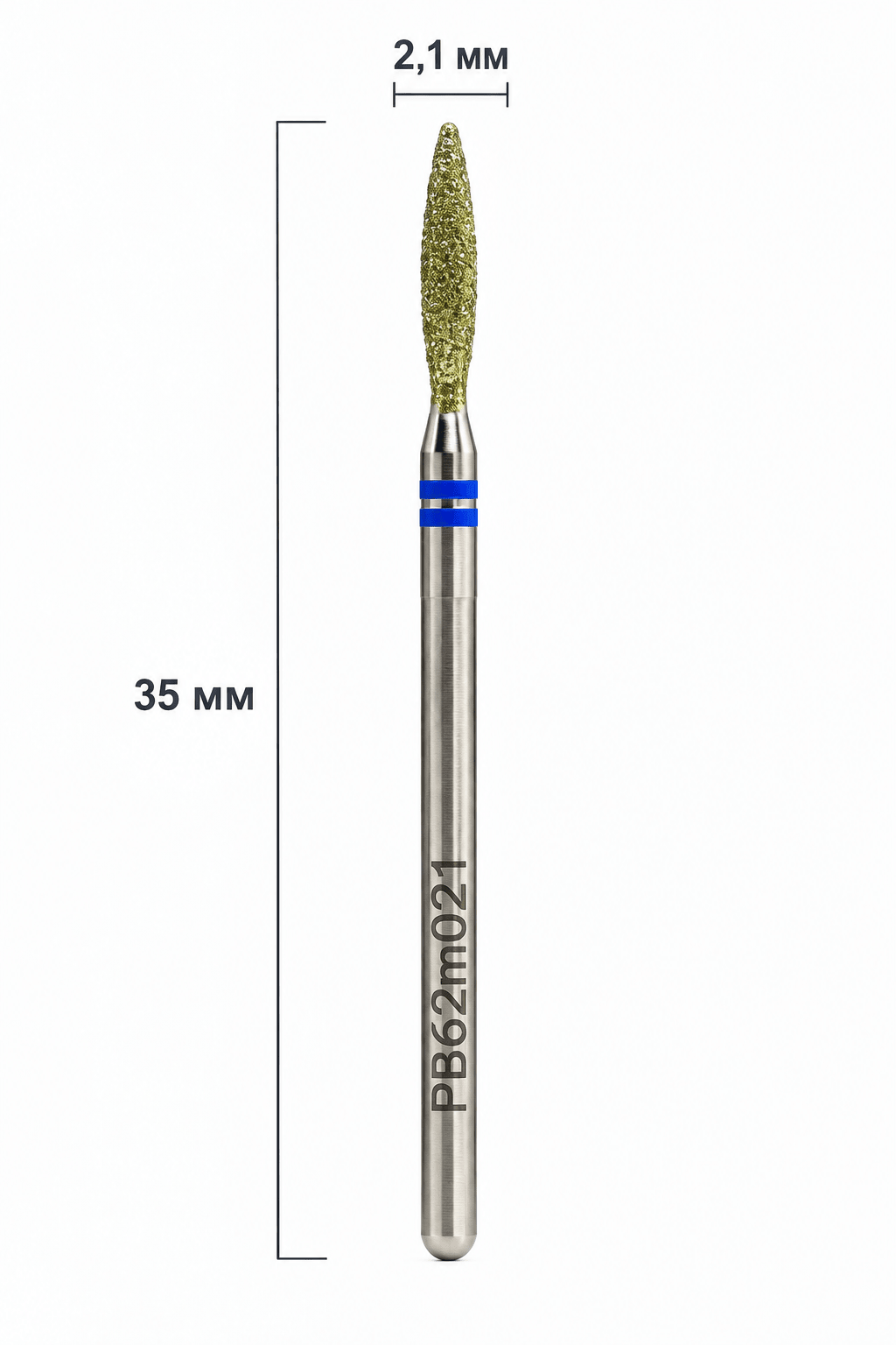 Nisima Diamond Nail Drill Bit – Flame, 2.1 mm, Medium - NailGlow Supplies